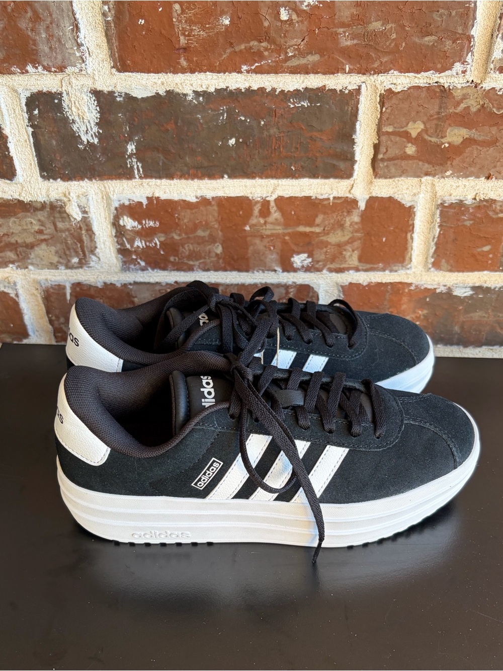 adidas VL Court Bold Core Black Cloud White Platform Sneakers Size 6 NWT - Picture 2 of 14